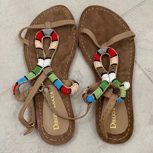 Brown Beaded Sandals